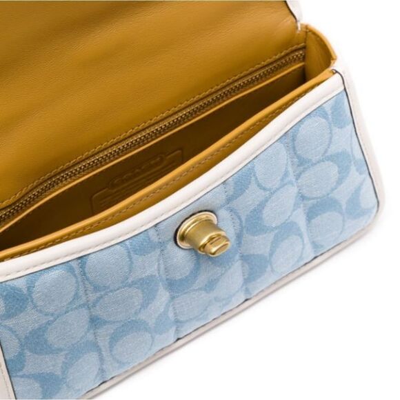 RETAIL Coach Denim Quilted Top Handle Bag- Light Chambray (Acid Wash Denim) - Picture 3 of 15